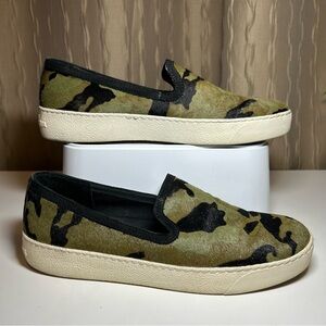 Sam Edelman Becker Women's 8.5 Camouflage Slip On Sneaker Camo Print Calf Hair